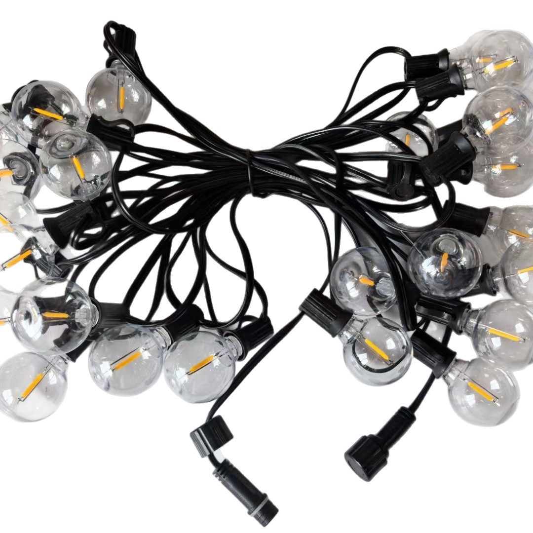Cadena de Luces LED Solares G40 Impermeable IP55 para Patio, Navidad y Camping
