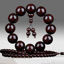 印度小叶紫檀手串沉水料男士高油金丝顺纹佛珠手串赞比亚血檀