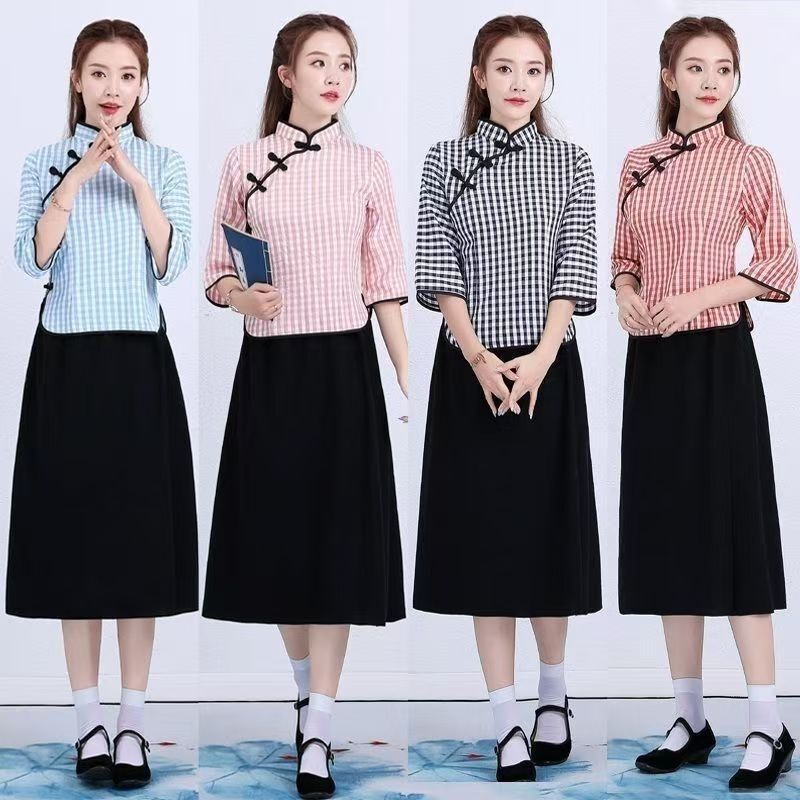 Republic of China Student Uniforms for Women, Retro Women's Clothing in Republic of China Style, Graduation Season Class Uniforms, May 4Th Youth Uniforms for Women, Performance and Chorus Costumes Republic of China Student Uniforms for Women, Retro Women's Clothing in Republic of China Style, Graduation Season Class Uniforms, May 4Th Youth Uniforms for Women, Performance and Chorus Costumes