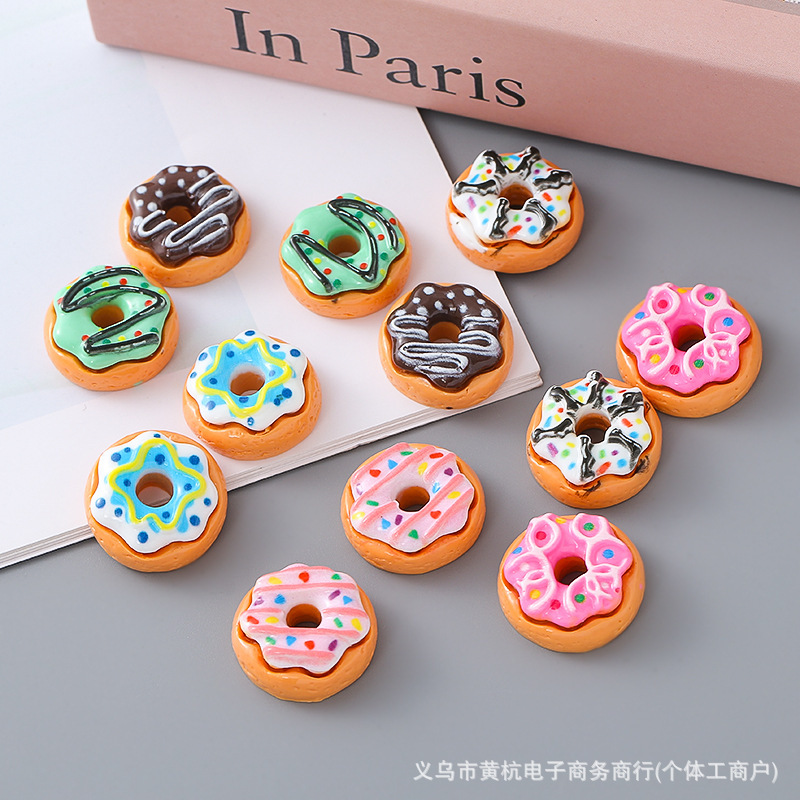 Resin Epoxy Donut-Shaped DIY Jewelry Accessories Cartoon Fresh and Sweet Style Keychain Accessories