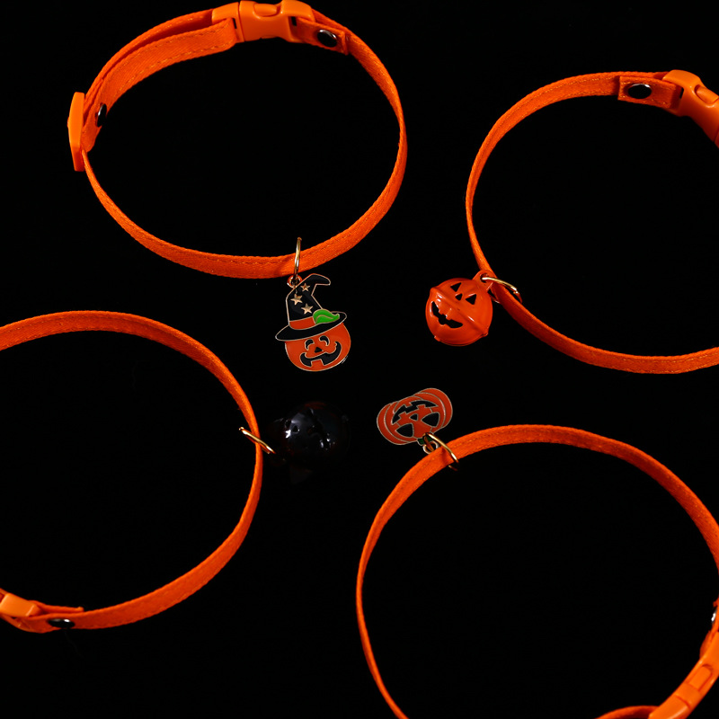 Mascotas Halloween calabaza fantasma campana ajustable perro gato conejo colgante accesorios collar