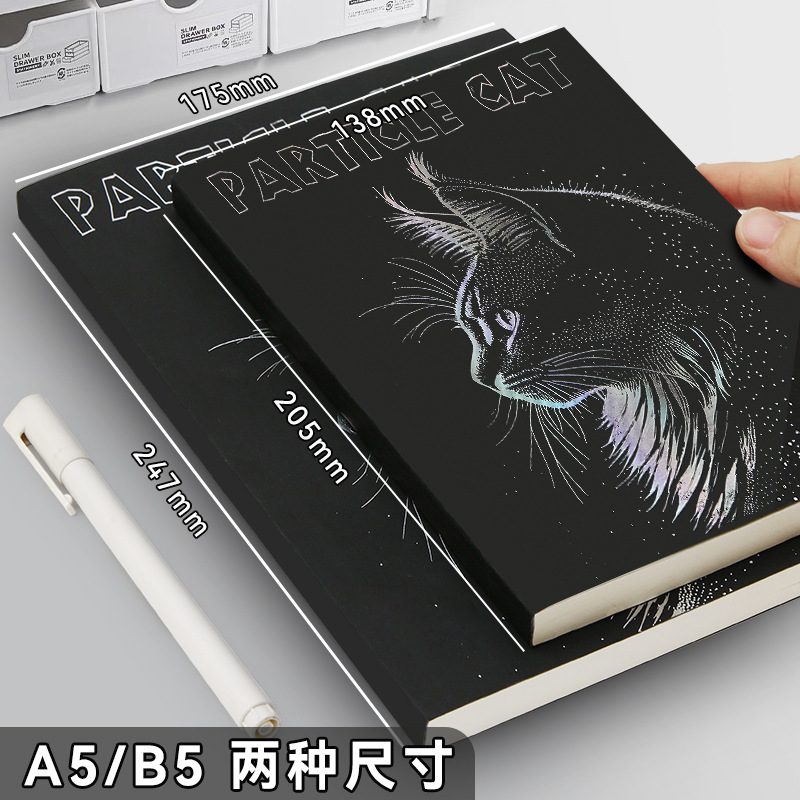 a5 厚いブラックカードホットスタンピング空白ノートブック b5 レトロノートブック中学生大学生メモ帳卸売|undefined