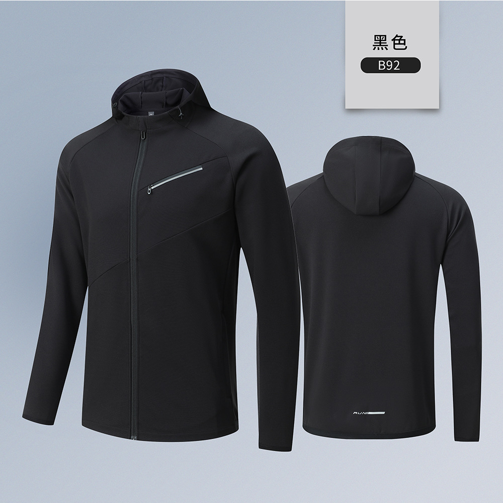 Dijia mismo otoño e invierno chaqueta deportiva de los hombres de secado rápido chaqueta con capucha casual cremallera manga larga multi-Bolsillo chaqueta