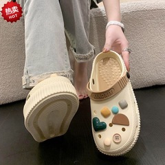 Soft Sole Slipper Feel Ins Cute Cartoon Hole Shoes Women's Summer Outer Wear 2023 New Thick Sole Anti-Slip Beach