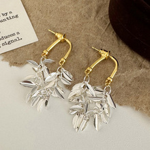 日韩时尚百搭潮流小众设计感树叶流苏耳钉通勤日常个性轻奢耳饰女