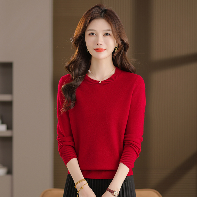 High-End Brand Pure Wool Bottoming Knitwear for Women 2025 Autumn and Winter New Fashion Versatile Outer Wear Warm Round Neck Knitwear