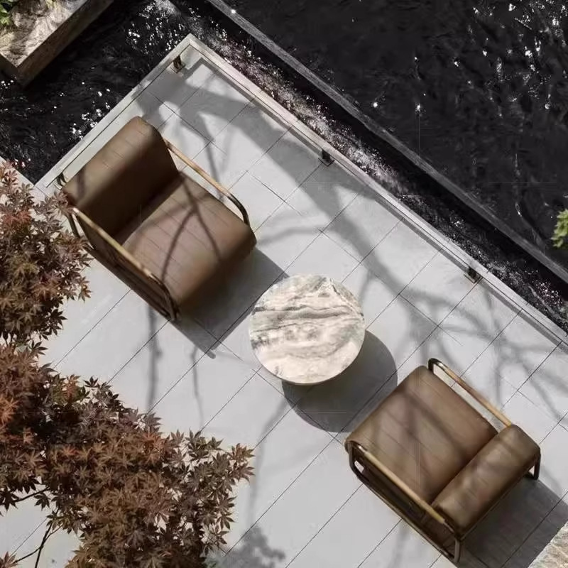 Sofá de cuero al aire libre patio villa jardín al aire libre impermeable sofá de ocio al aire libre combinación de muebles asiento