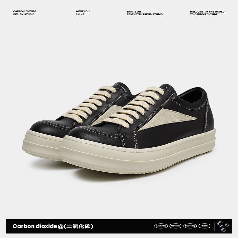 Ro Flat Replacement Inner Height-Increasing Cowhide Classic Large-Toe Men's Casual Shoes Niche High Street Versatile Fashion Comfortable Skate Shoes