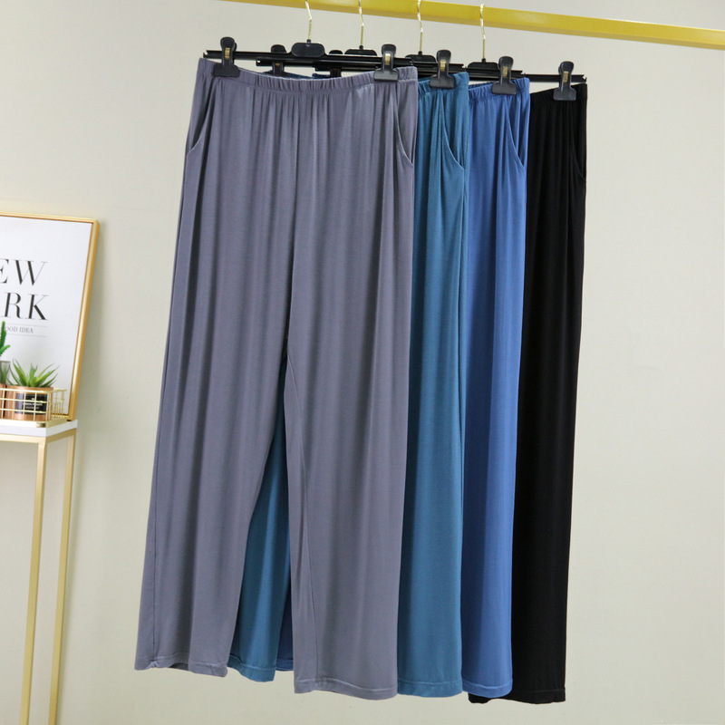 2026 Summer New Modal Men's Home Pants Casual High-Waisted Loose Large Size Cool-Feel Cropped Straight Pants