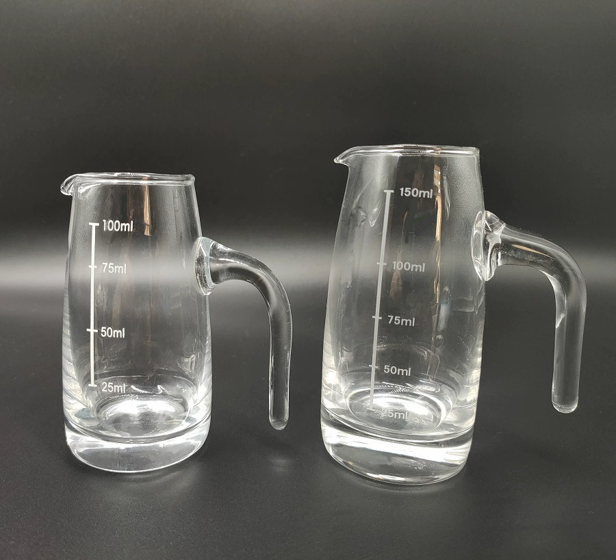 Glass pocket flask, wine dispenser with scale