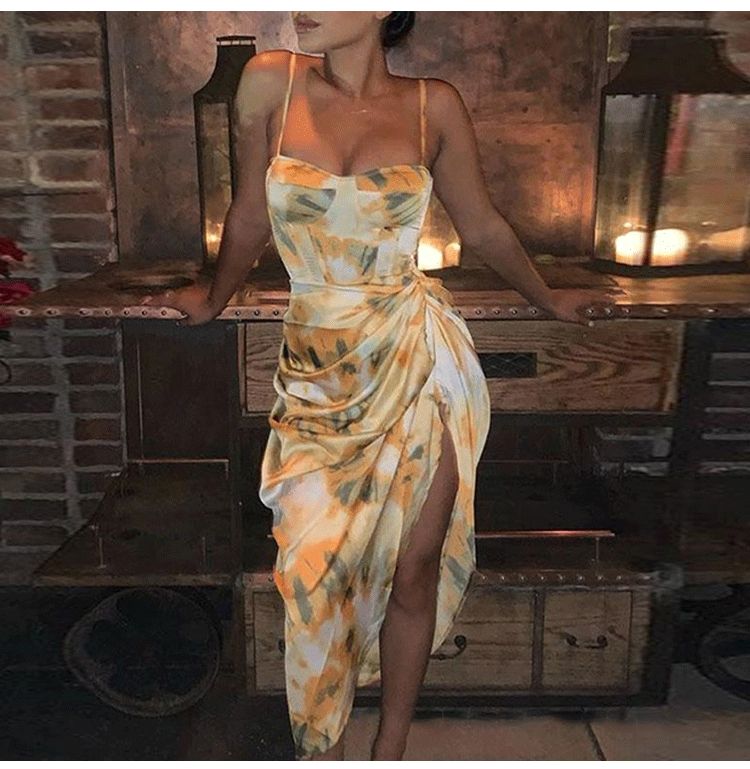149g Weight Midi Dress Dress Length Type Sleeveless Sleeve Length Irregular Skirt Dresses Type Polyester Fabric Type High Waist Waist Line Street Occasion Boat Neck Neckline Printing Pattern Summer Season Women'S Gender Printing, Patchwork Design Elegant Style Women's Irregular Skirt Elegant Boat Neck Printing Patchwork Sleeveless Printing Midi Dress Street
