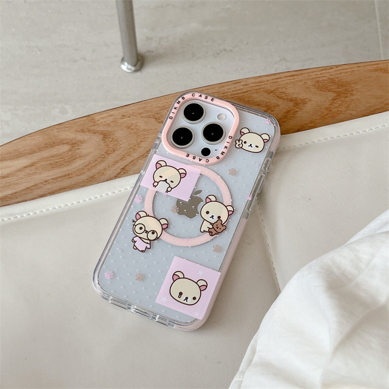 Corazón de niña lindo oso de dibujos animados para iPhone 16Pro funda para teléfono móvil 15ProMax nicho 14/13 femenino 16