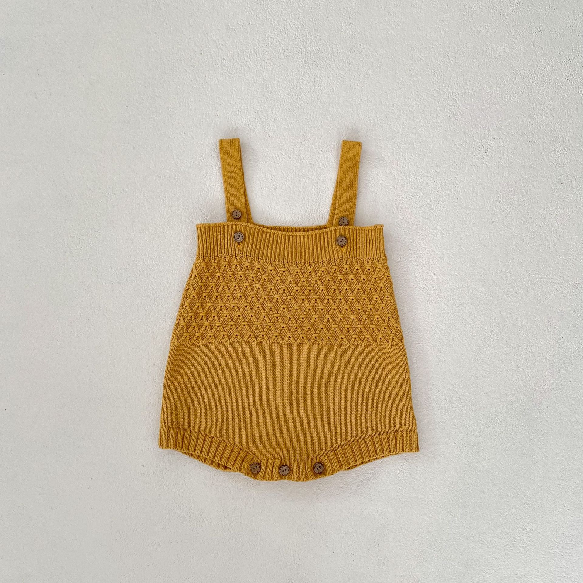 Proljetna 2024. žuta pletena jakna za dojenčad i djevojčice + jednobojni kaput na naramenice, set od 2 dijela dostupan za sortiranje_voghion.com