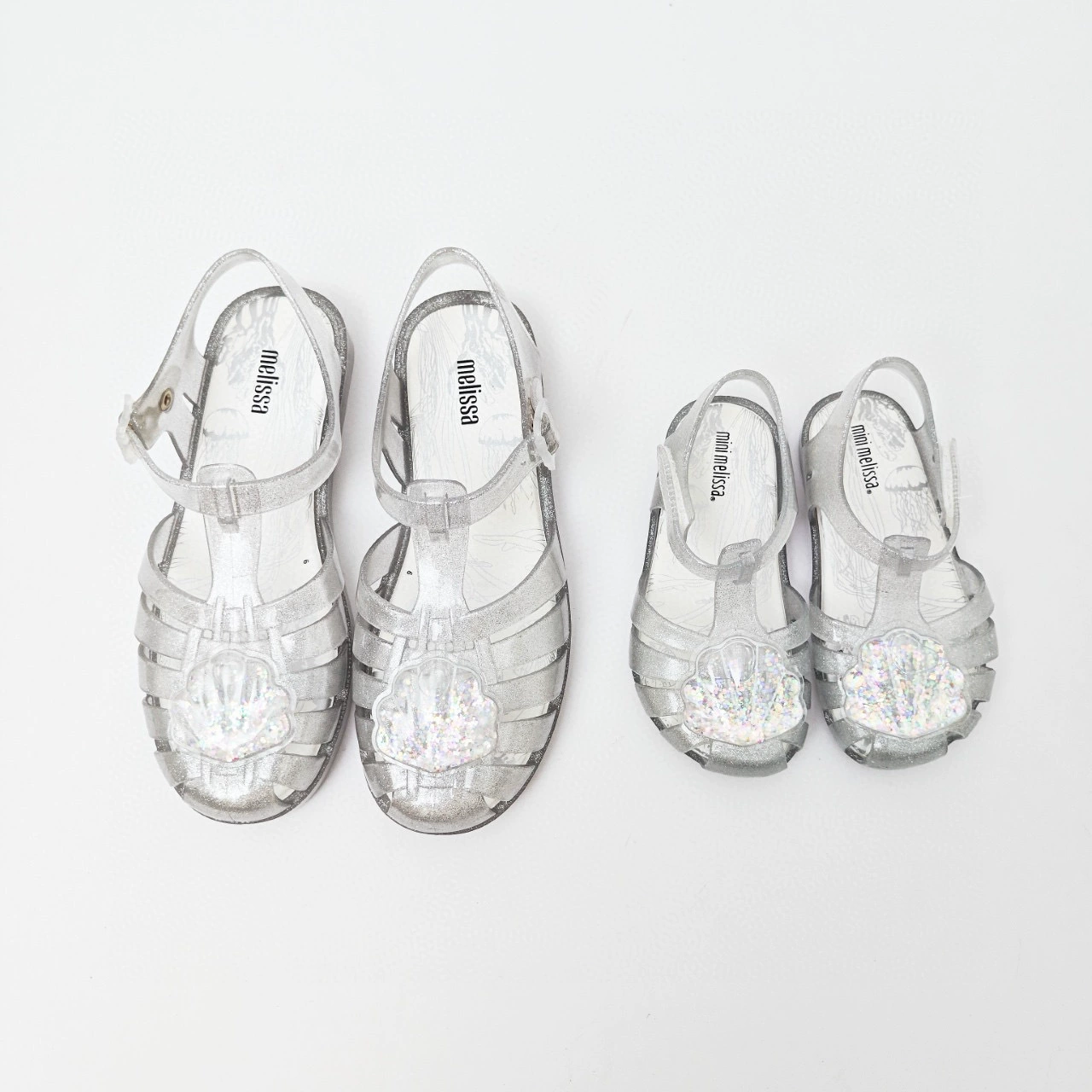 2025 Melissa детские туфли для среднего возраста прозрачные блестящие пляжные туфли римские сандалии ароматные детские туфли Melissa