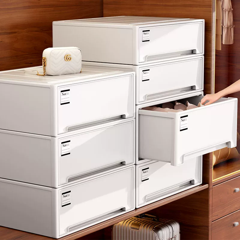 Transparent storage box, storage system, plastic underwear