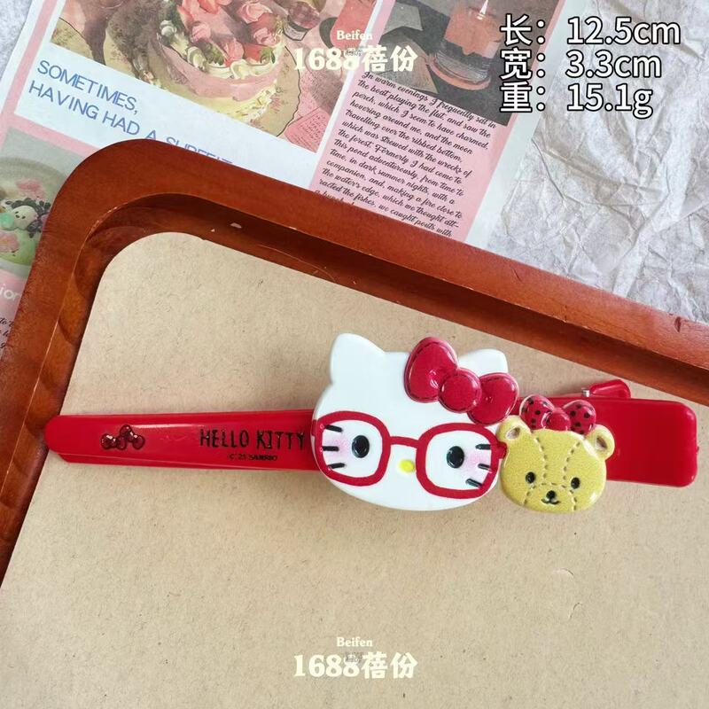 日系可爱kitty猫发夹大号鸭嘴夹甜美卡通洗脸化妆夹子无痕侧边夹|undefined