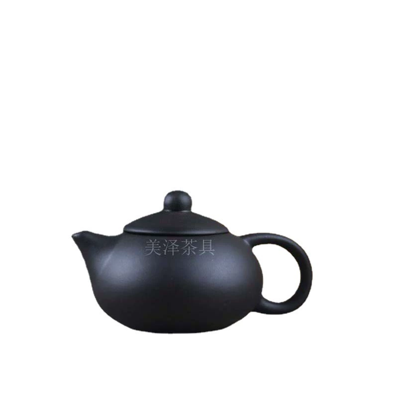 Xishi purple clay teapot 125 ml, kung fu tea set — affordable drainage teapot (red/black)