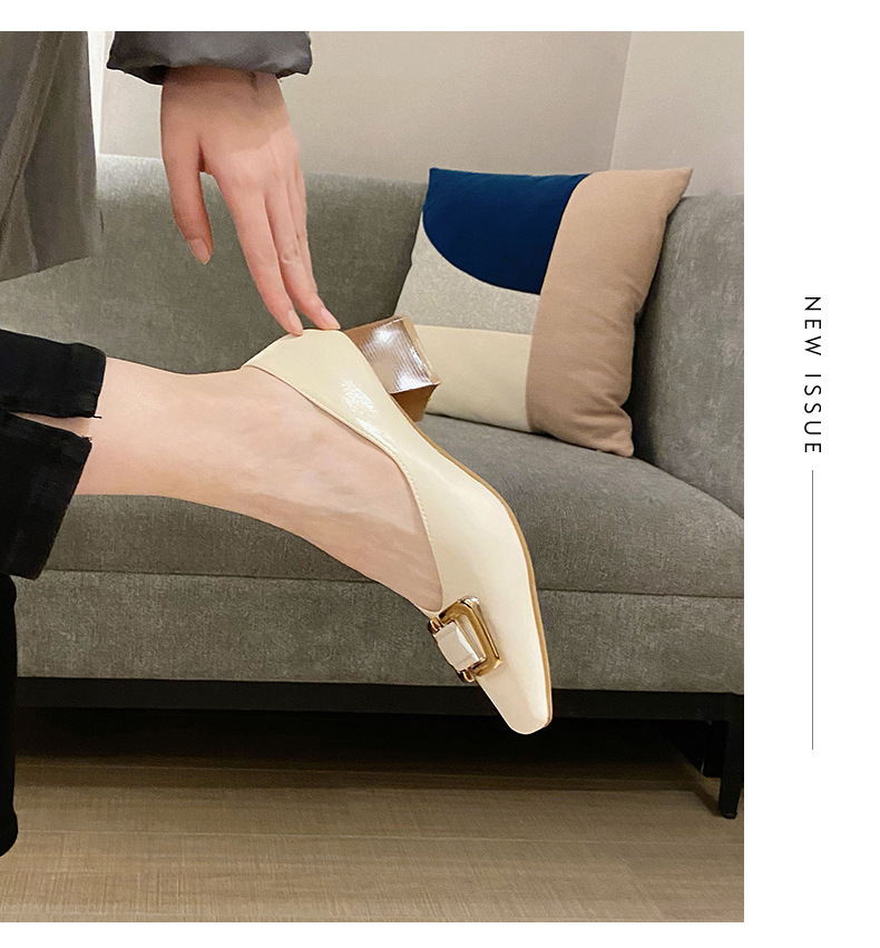 Classic Cowhide Women's Loafers With Mid-heel And Square Toe Design_voghion.com