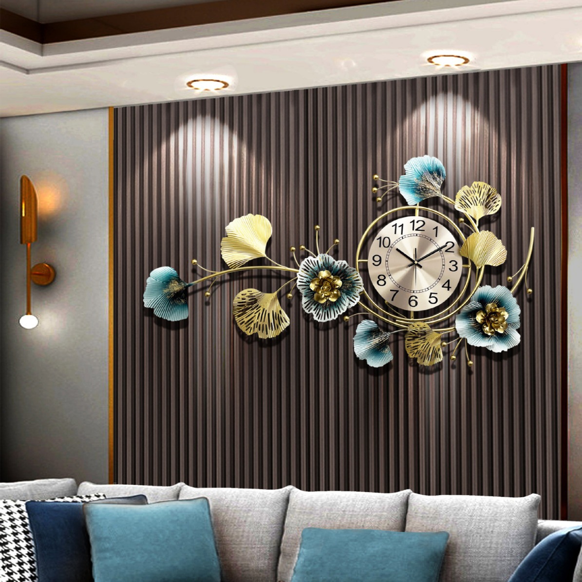 Reloj de pared de hierro forjado moderno y simple de lujo silencioso sala de estar relojes de moda nórdicos creativos relojes de pared decoración transfronteriza