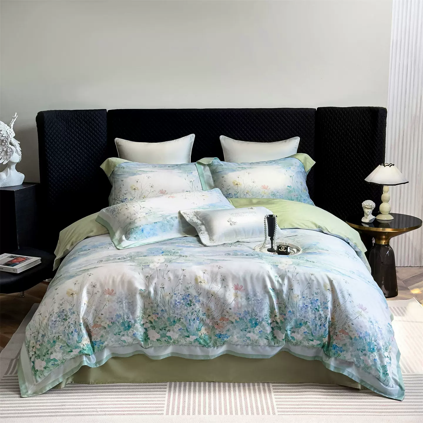 高端60支天丝棉床上四件套莱赛尔夏季被套天丝床单凉感轻奢床品4