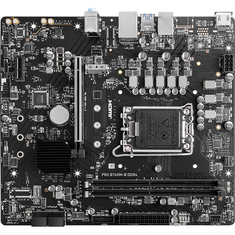 Материнская плата для игрового ПК MSI PRO B760M-B DDR4, совместима с процессорами 13400F/14400