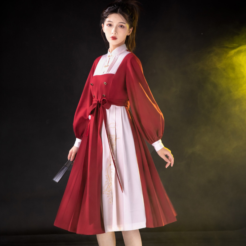 Diseño original Xuanyu Hanfu mujer estilo chino Han elemento mejorado vestido de capa de dos piezas set 6421 image 3