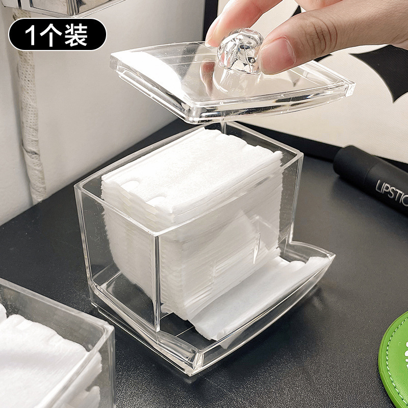 収納ケース綿棒ケース蓋付き化粧綿ケース家庭用化粧台化粧品フロス綿棒透明ケース|undefined