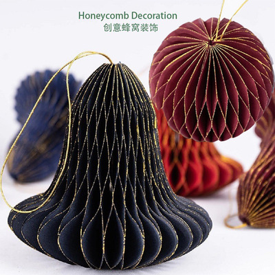 Рождественские украшения сотовые орнамент Origami Flowers Balls Складываемые сотовые шарики Рождественские звонки на дереве толстая бумага жесткая бумага