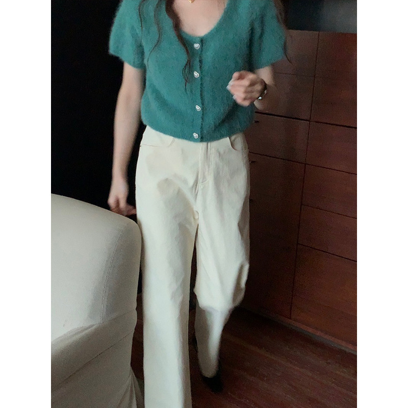 [Special price is not refunded] Yuan Pai Early Autumn Crewneck Love Button Alpaca Sweater Korean Cardigan Top A2581