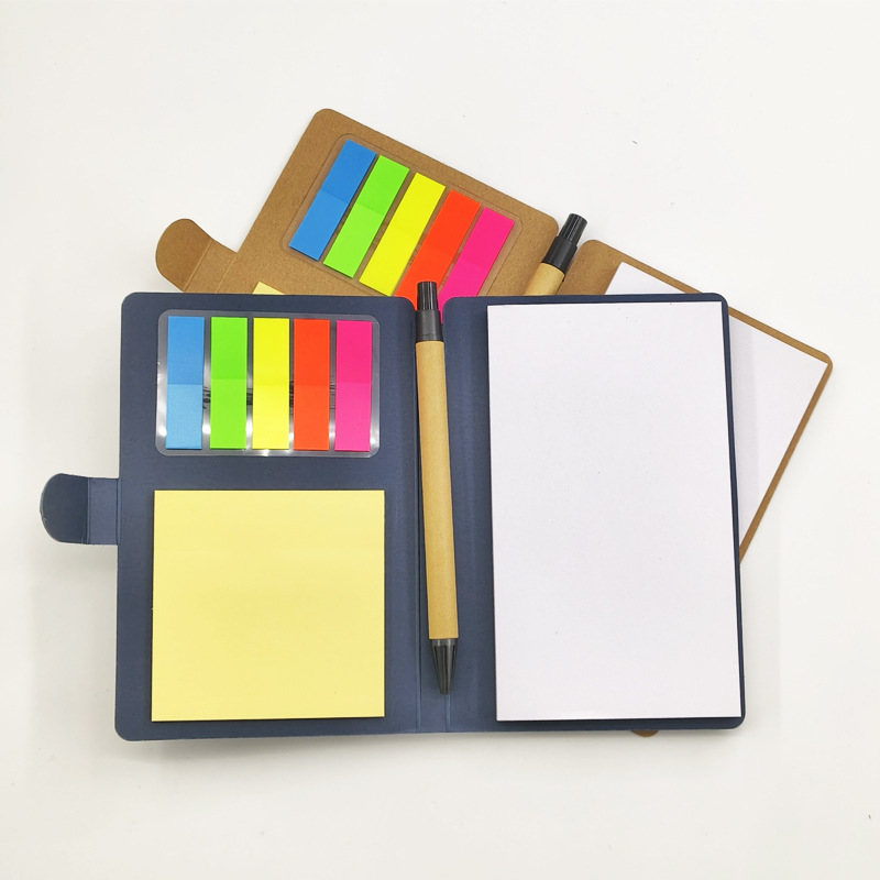 Cuaderno de notas kraft transfronterizo colorido conjunto de bolígrafo papelería desgarrable y pegada