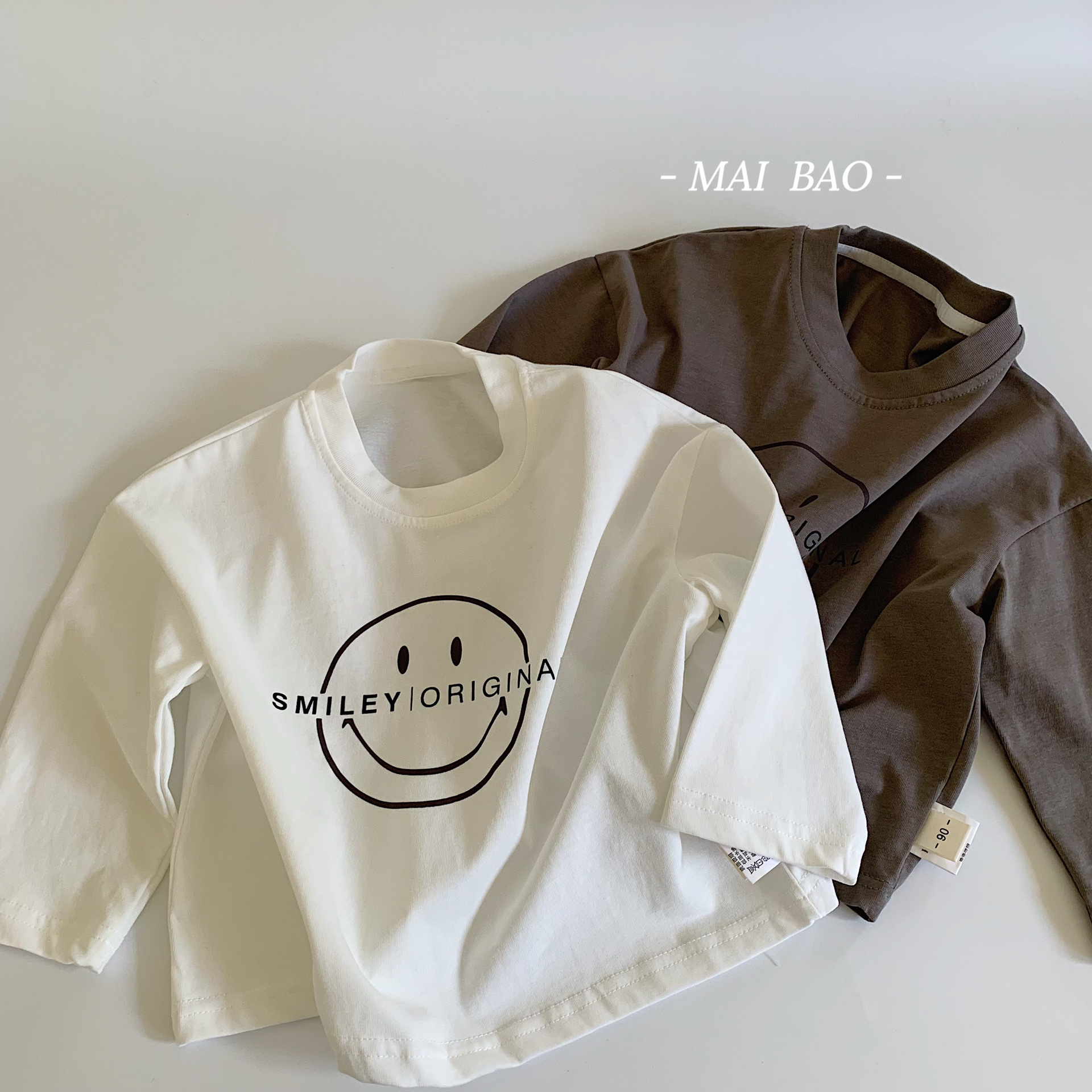 Mai Bao camiseta infantil 2025 primavera y otoño nuevos productos bebés estilo extranjero simple camiseta de base coreana de manga larga chaqueta de niño moda
