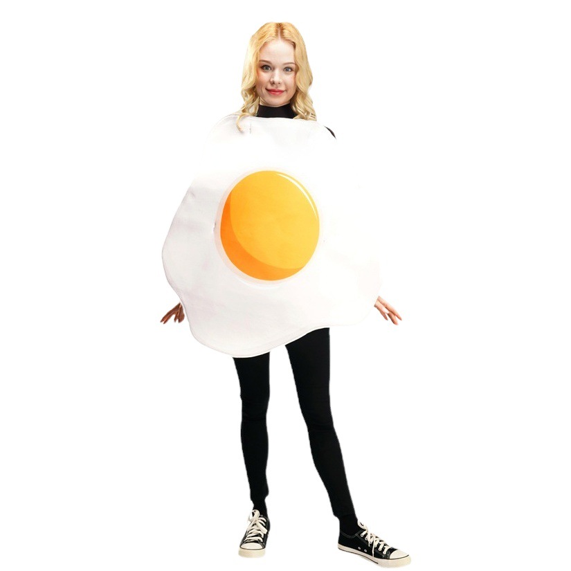 Halloween adulto hombres y mujeres pareja de huevo escalfado tocino partido traje divertido gourmet Cosplay