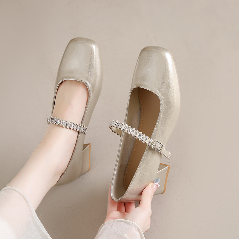 Retro elegant romantic and delicate summer Mary Jane shoes with…