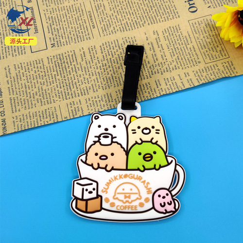 Cartoon cute corner creature PVC soft rubber luggage tag pendant creative luggage tag aircraft checked tag