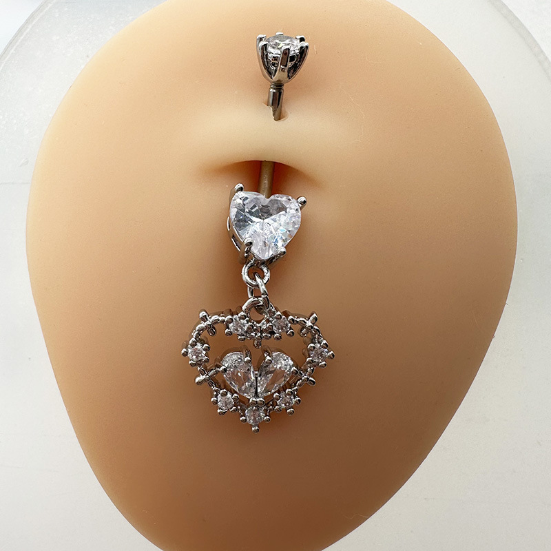 Diamond Studded Zircon Navel Piercing Belly Button Ring Luxury_voghion.com