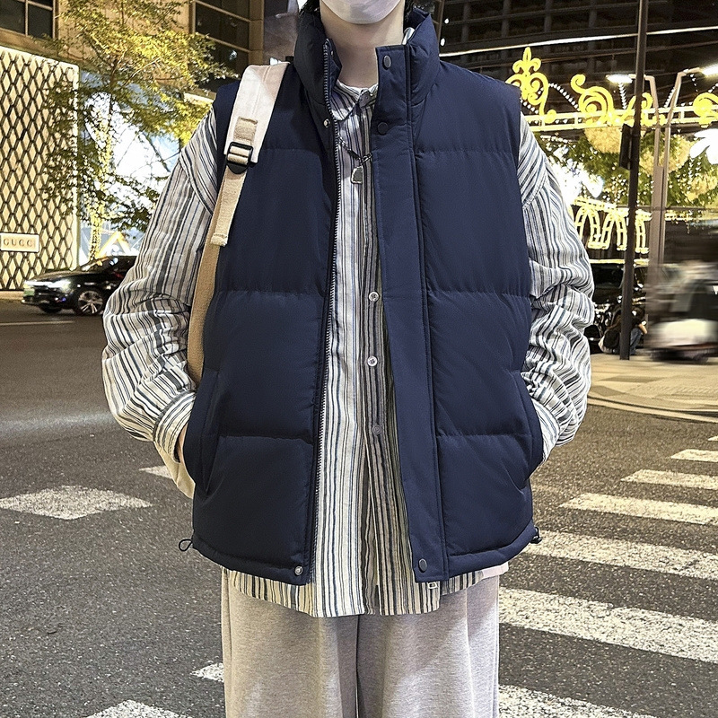 M - 8XL marca de moda chaleco de algodón de plumón hombre americano otoño invierno chaleco de hombro de gran tamaño grueso abrigo de cuello caliente