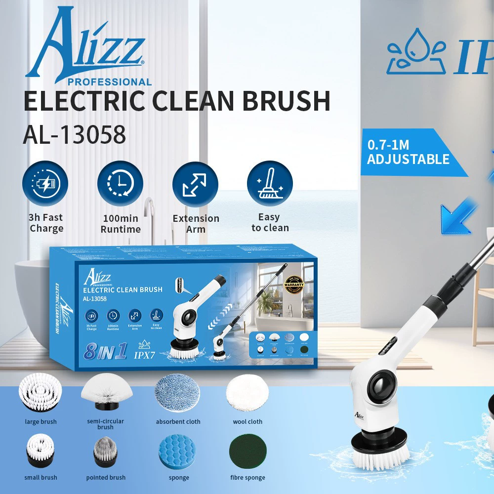 Электрическая щетка для чистки CLEAN BRUSH, телескопическая беспроводная ручная щетка для уборки (модель Alizz13058)