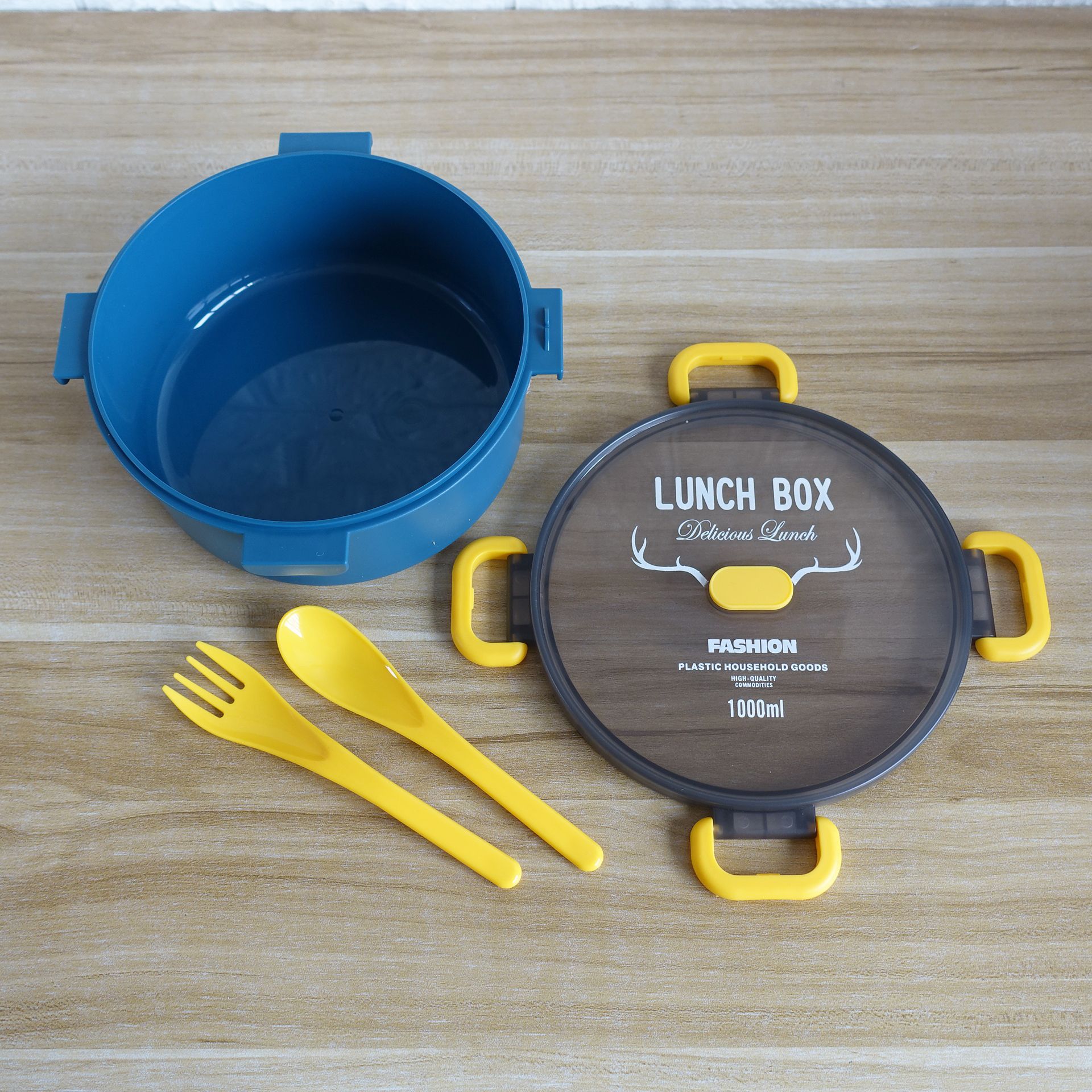 Caja de almuerzo redonda dividida al aire libre caja de almuerzo de plástico portátil caja de ensalada de frutas caja de almuerzo de microondas trabajador de oficina adulto