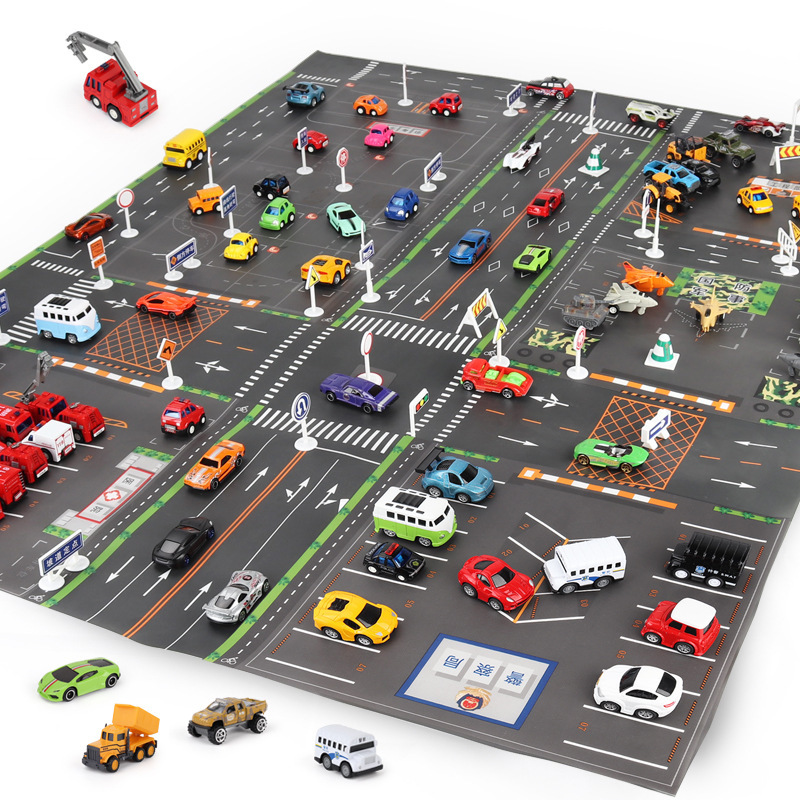 children City traffic scene Map Toys A car Parking lot Model crawl game Mat