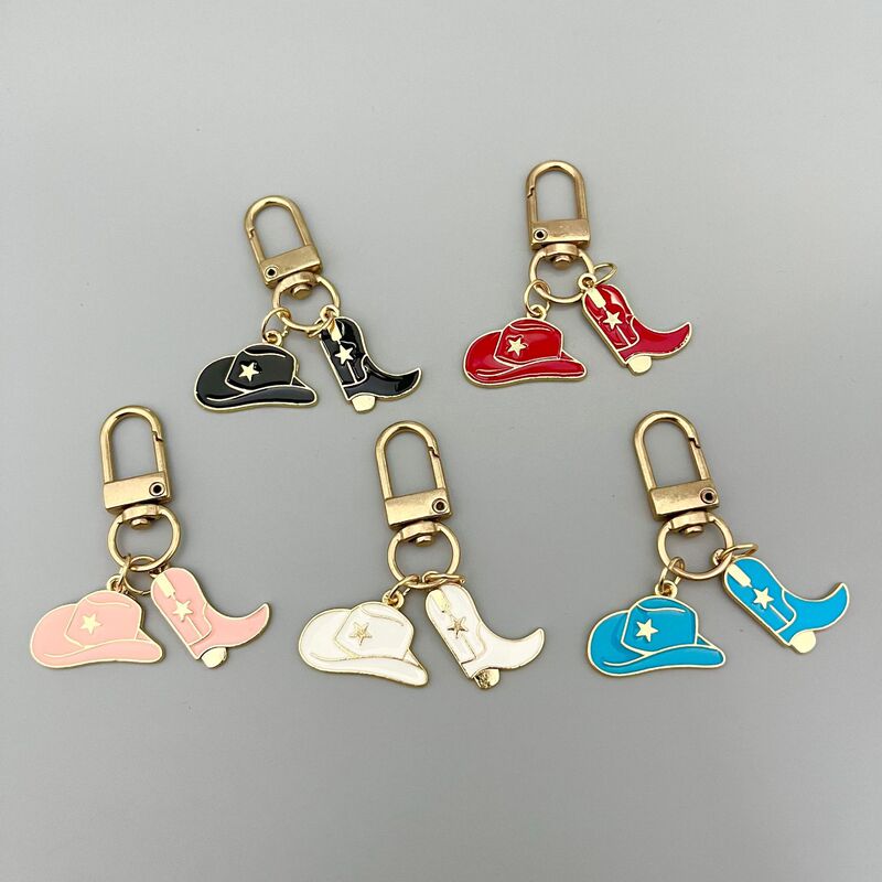 American Western Cowboy Keychain Cowboy Hat Cowboy Boots Alloy Oil Drop Car Bag Pendant Couple Pendant