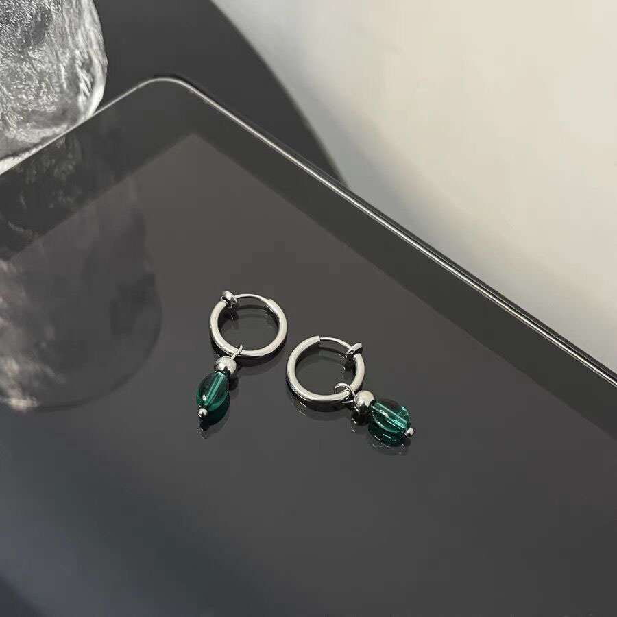 Páví modrá náušnice na klips z titanové oceli pro muže_voghion.com