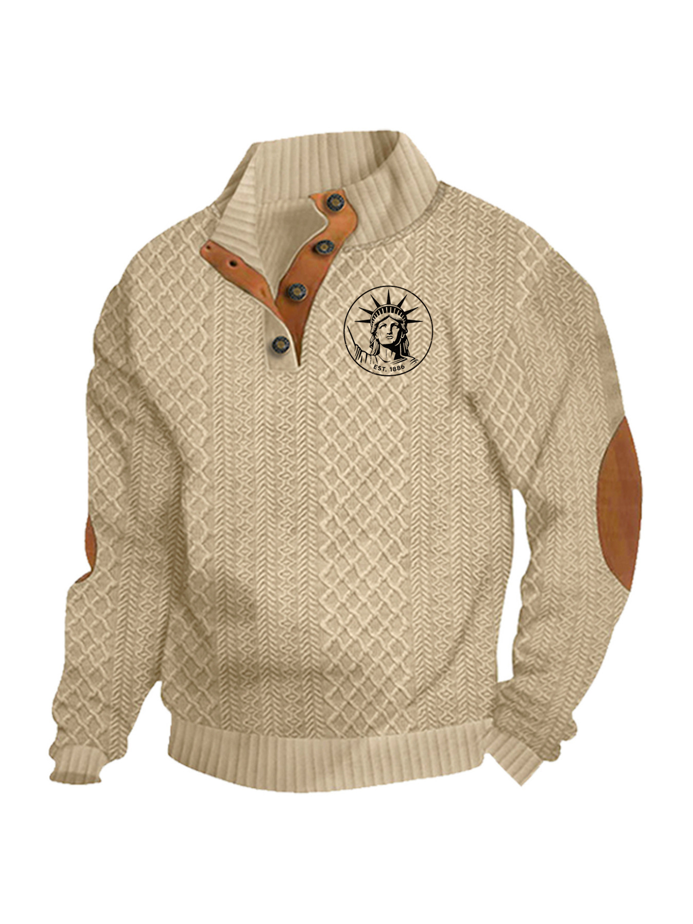 Transfronterizos Amazon otoño invierno caliente tamaño europeo para hombres al aire libre imitación de cuello de manga larga impresa hoodie de tres botones