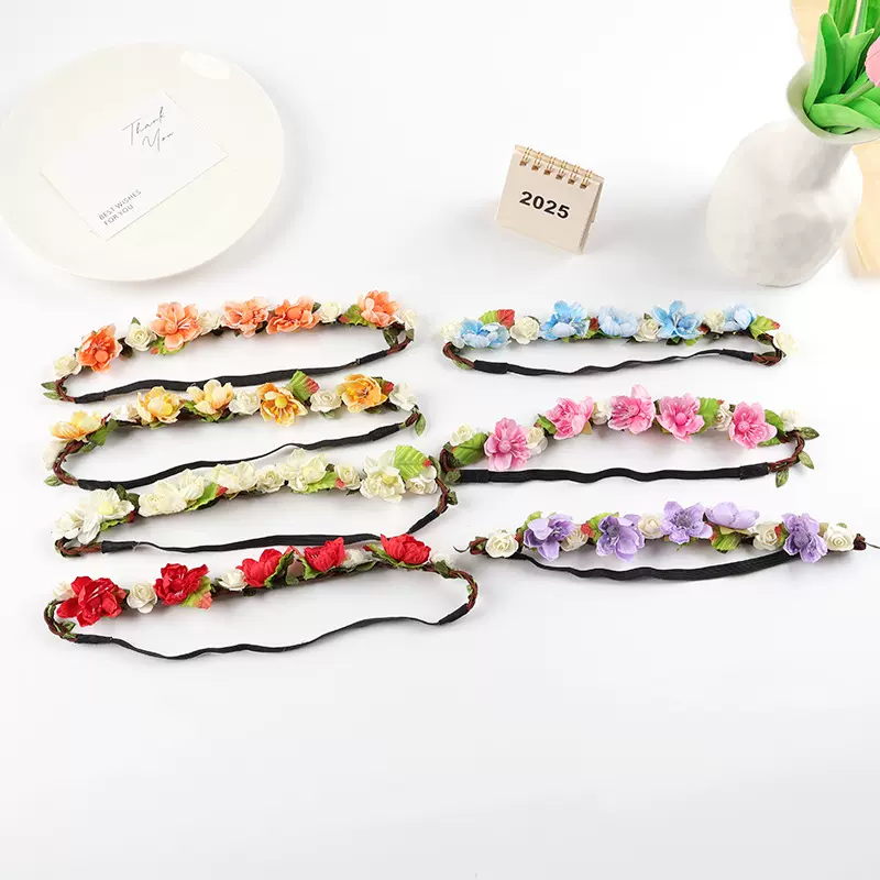 发带仿真花朵韩版婚庆摄影旅游度假海边拍照花环太阳花发饰批发