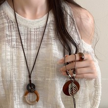 新中式禅意圆环项链女2025新款复古中国风长款吊坠毛衣链百搭配饰