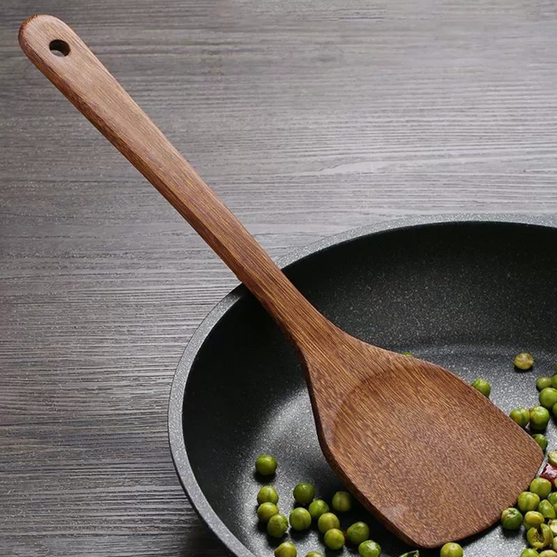 Non-stick pot wooden shovel wooden shovel household high temperature resistant wooden shovel cooking spoon plus long handle kitchenware solid wood spatula
