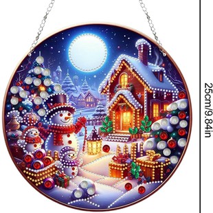Cross-mirror new diamond painting acrylic material single-sided crystal diamond doorplate Christmas style factory outlet