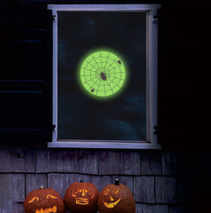 跨境萬聖節夜光牆貼蜘蛛 創意家居裝飾巫女貓PVC發光貼紙房間貼畫