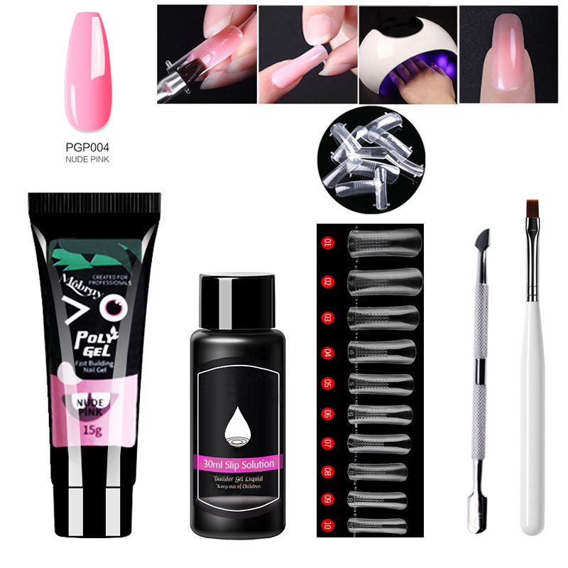 Suministro transfronterizo venta rápida extensión de traje de manicura conjunto completo de uñas de cristal forma extensión pegamento para hornear lámpara UV pegamento
