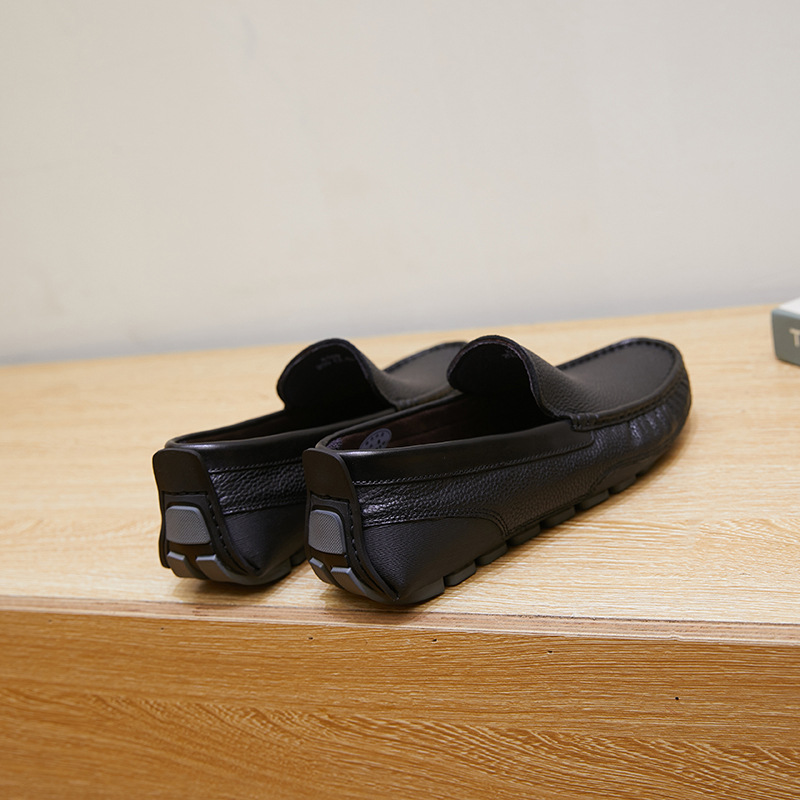 New single-layer leather bean shoes comfortable breathable flat men's leather shoes_voghion.com