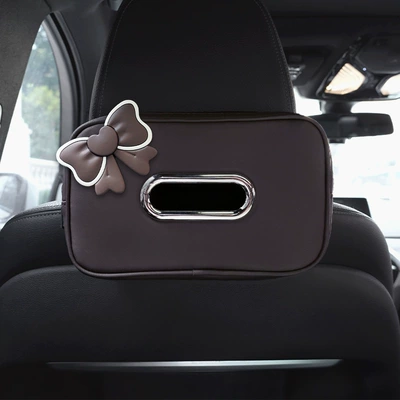 Car tissue box/set car paper box hanging - a-pack-brown-tissue-box-brown-bow